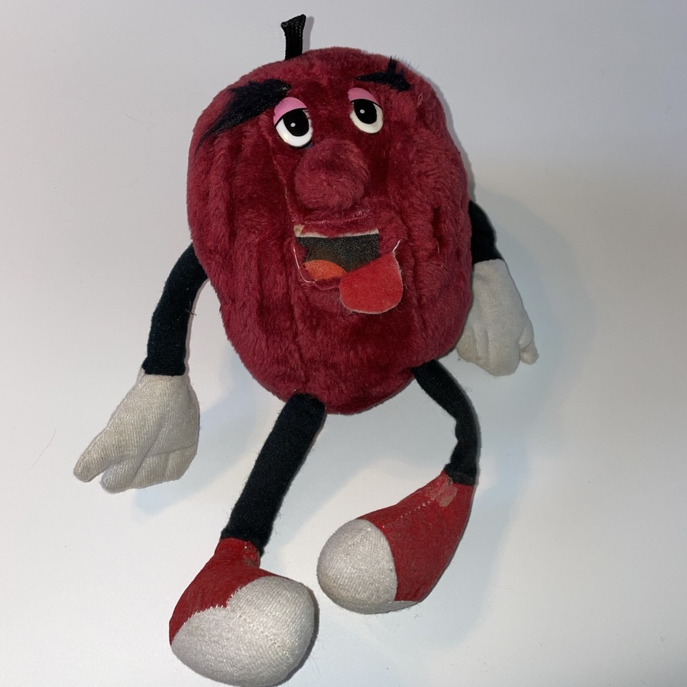 Vintage 80s California‎ Raisin w/ Red Shoes 10" Plush Doll Stuffed Fruit